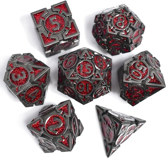 RULE DICE DND Metal Dice Set, 7 die Metal DND Polyhedral Blue Red and Black Gold Dice Sets with Gift Metal D and D Dice Box, for Dungeons and Dragons Dice Set Role Playing Multiplayer Games D&D Dice - color: Orange