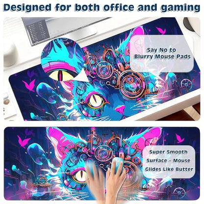 Gaming Mouse Pad, Desk Mat for Keyboard and Mouse, Large Mouse Pad for Desk, Computer Mousepad - color: Cool Cat Head 2