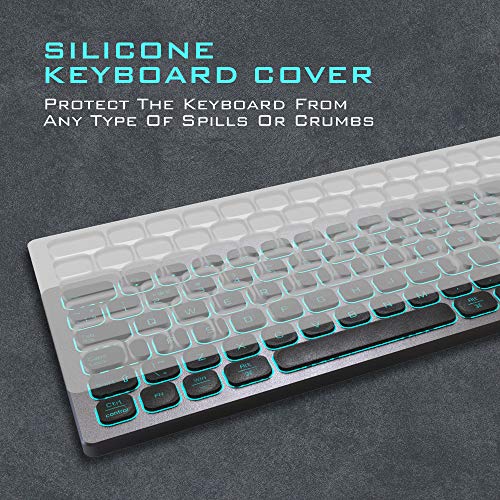 POWZAN Aluminum Quiet Wired Slim Chiclet Keyboard - Compatible with Apple iMac, MacBook, Mac and PC, USB Numeric Keypad RGB Lighted Key - Space Gray - color: KB770-Space Gray