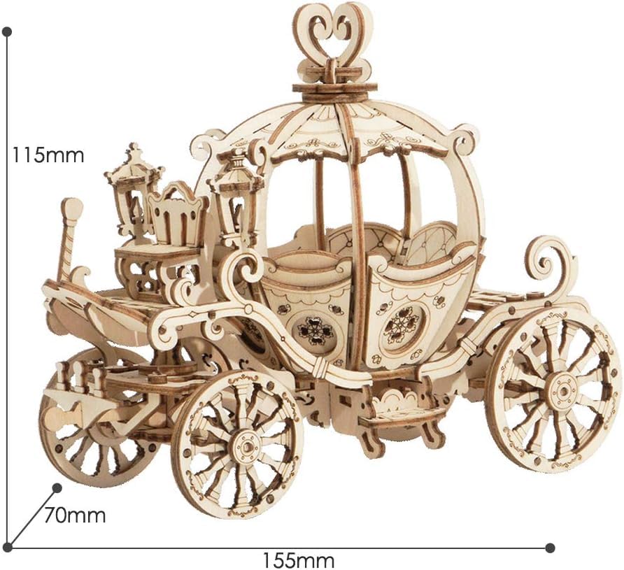 Rowood 3D Puzzles for Adults, Wooden Model Kits for Adult, DIY STEM Toy for Ages 14+ - Pumpkin Cart (182 Pieces) - style: Pumpkin Cart
