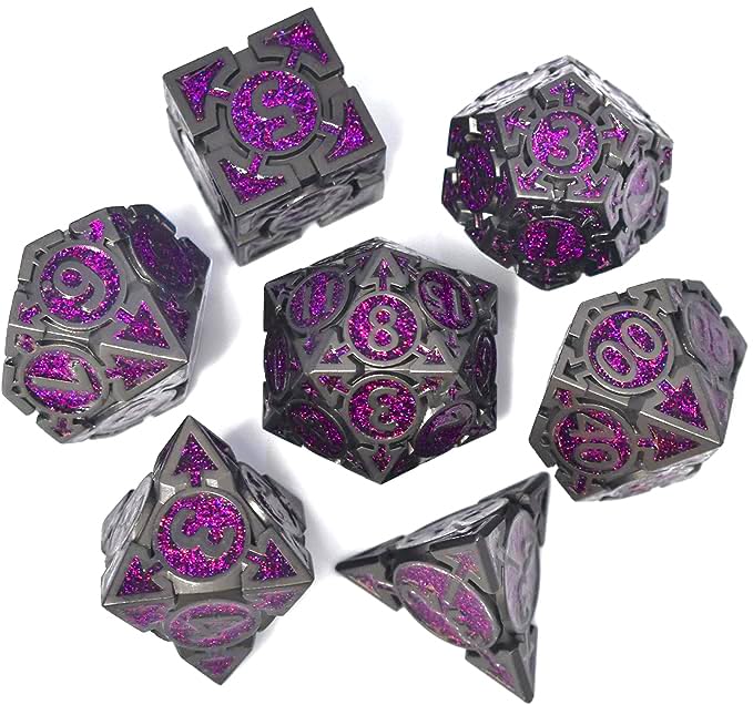 Rule Dice Metal DND Dice Set - Purple Dungeons and Dragons Dice, Large Weighted Metallic D&D Dice Sets - Polyhedral Role Playing Dice for MTG RPG, D and D Dice with DND Gift Box(Purple) - color: A-purple