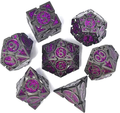 Rule Dice Metal DND Dice Set - Purple Dungeons and Dragons Dice, Large Weighted Metallic D&D Dice Sets - Polyhedral Role Playing Dice for MTG RPG, D and D Dice with DND Gift Box(Purple) - color: A-purple