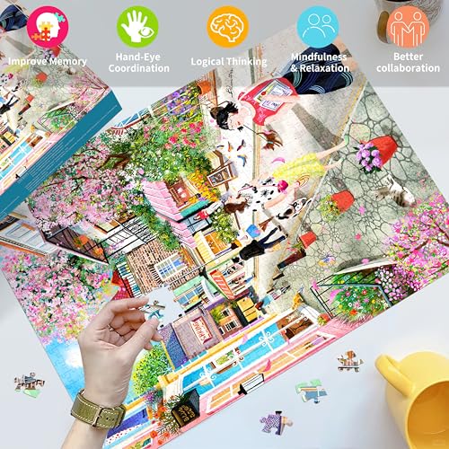 HUADADA 1000 Piece Puzzle for Adults - City Street Scenery, Matte Finish, Eye-Friendly Craftsmanship, Relaxation Gift for Puzzle Lovers - color: City Street Scenery