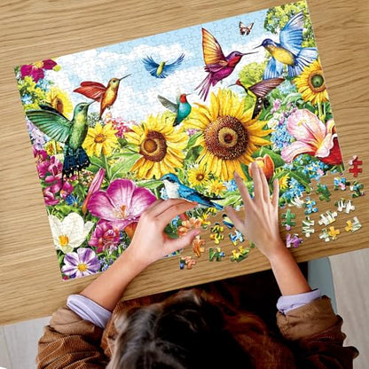 500 Pieces Puzzle for Adults - Summer Birds Garden Jigsaw Puzzle for Adults Teens,Recycled Cardboard Hummingbird Flowers Puzzle 500 Pieces,Challenging Game for Family Fun & Gift Idea,20.5 x 15 in - style: Birds Garden