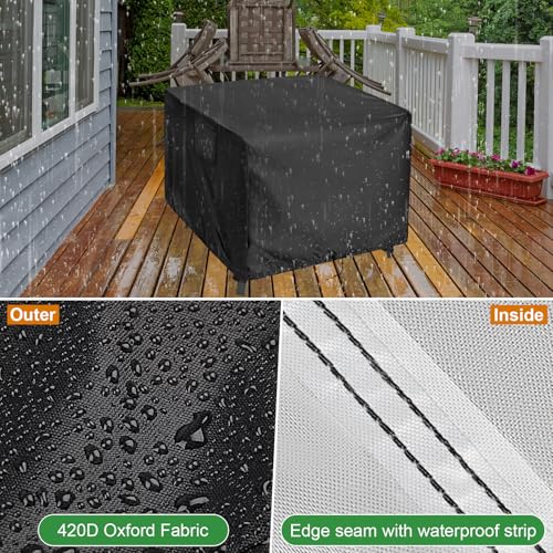 Outdoor Table Cover Square 24 inch Patio Table Cover Waterproof | Patio Furniture Covers Rectangular for Outside Small Table and Chair Sets, Fire Pit, Coffee Table, Ottoman-24"L x 24"W x 28"H