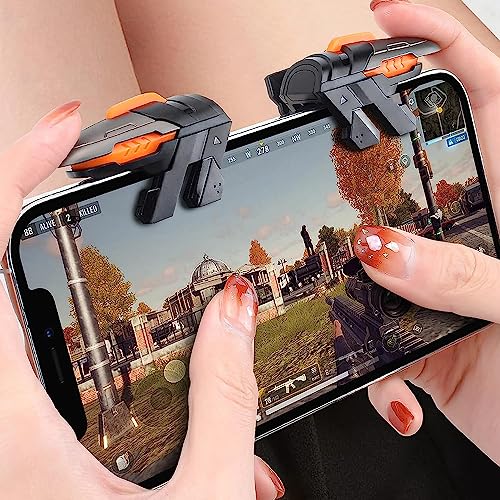 PUBG Mobile Game Triggers, 4 Triggers [6 Finger Operation] High Sensitive Shoot Aim Gaming Controller Gamepad Grip Joysticks Buttons - color: 6 Finger Operation
