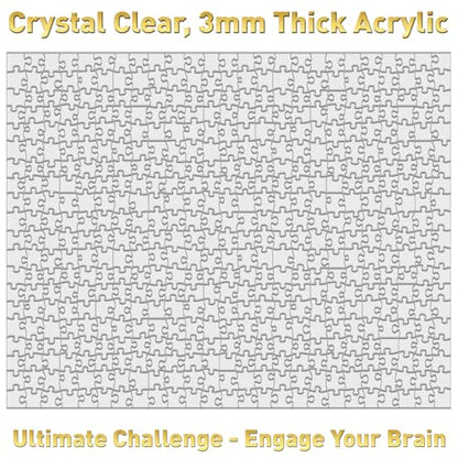 Funwares ImPuzzable Clear Acrylic Puzzle, 500 Pieces, Impossible Jigsaw | False Edges & Corners, Double-Sided Crystal-Clear Pieces, Insanely Hard Brain Teaser, Gag Gift & White Elephant Champ - size: 500 Piece
