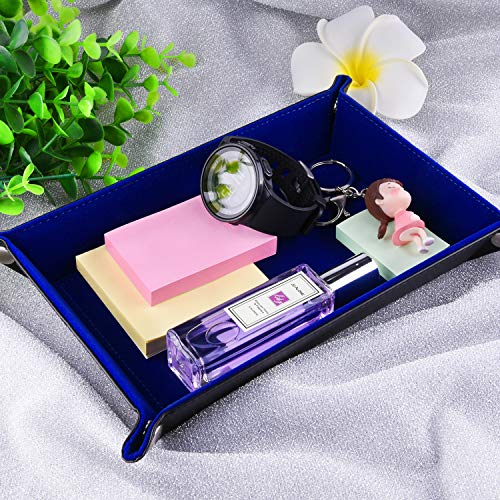 SIQUK Double Sided Dice Tray, Folding Rectangle PU Leather and Dark Blue Velvet Dice Holder - color: Dark Blue