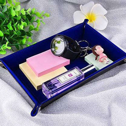SIQUK Double Sided Dice Tray, Folding Rectangle PU Leather and Dark Blue Velvet Dice Holder - color: Dark Blue