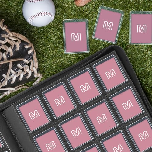 16 Pocket Toploader Binder,Holds 640 TopLoaders (16 Pink) | Top Loader Binder for 3" x 4"Rigid Cards,Sleeves Card Collection Binder,20 Double Sided Pages with Trading & Sports Holder - color: 16Pink