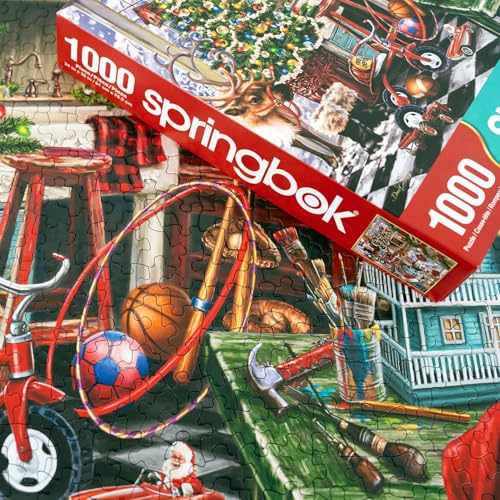 Springbok's Santa's Workshop 1000 Piece Jigsaw Puzzle by Artist Dona Gelsinger Features The Famous Christmas Workshop of Santa's Elves - style: Santa's Workshop