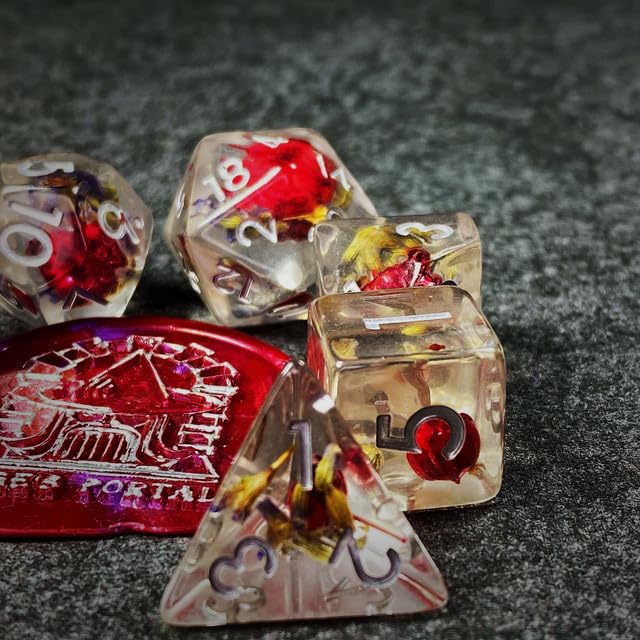 Sage’s Portal Cantrips DND Dice Set - Round Edge Resin 7-PC Polyhedral DND Dice Set for Dungeons and Dragons D&D RPG Tabletop TTRPG (Red Lavender) - color: Red Lavender