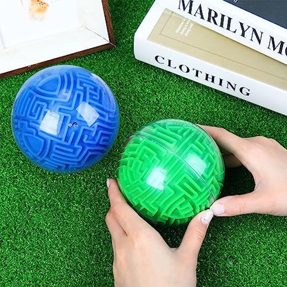 Sumind 4 Pcs 3D Puzzle Maze Ball Magic Brain Teasers Games Memory Sequential Maze Cube Ball Sphere Educational Puzzle for Adult Hard Challenges(Blue, Green) - color: Blue, Green