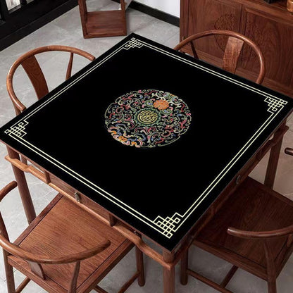 Chinese Style Mahjong Mat, 31.5 * 31.5'' Anti Slip and Noise Reduction Mahjong Table Mat for Poker, Card, Board & Tile Games (Black) - style: Black