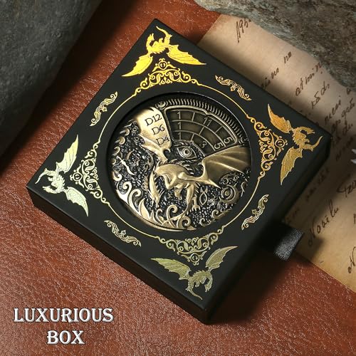 Spinner DND Dice DNDND 7-in-1 Spinner Metal D&D Dice Set with Gorgeous Gift Box for Dungeons and Dragon and Tabletop Game (Brass) - color: Dragon Brass
