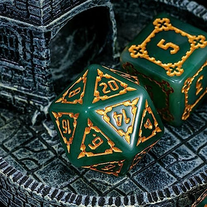 cusdie 7 Pcs 25mm Giant DND Dice with Dragon Eye Dice Bag, Polyhedral Dice Set, D&D Dice for Pathfinder RPG(Green) - color: Green