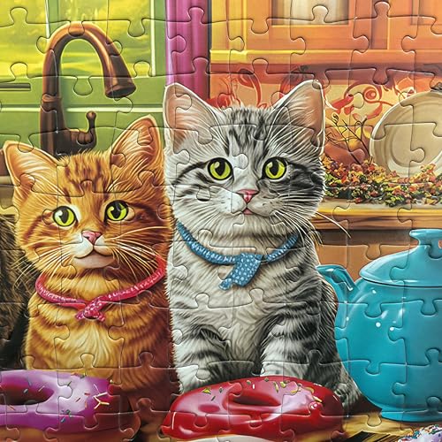 300 Piece Puzzles for Adults Kids Ages 6-8 8-12 - Kittens and Donuts | Gift for Kids - color: Kitchen Kittens and Donuts