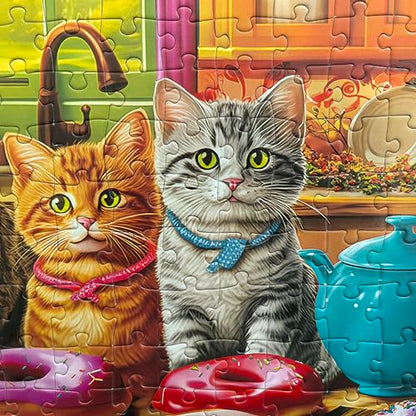 300 Piece Puzzles for Adults Kids Ages 6-8 8-12 - Kittens and Donuts | Gift for Kids - color: Kitchen Kittens and Donuts