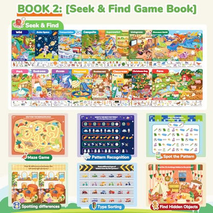 JoyCat Preschool Learning Activities Set (2-Pack) for Toddlers & Kids 3-5 | Letters & Numbers Handwriting Practice Tracing Workbooks for Toddlers & Kids, Birthday Gifts for Girls and Boys Ages 3-5 - style: 6. Seek & Find+Trace & Write