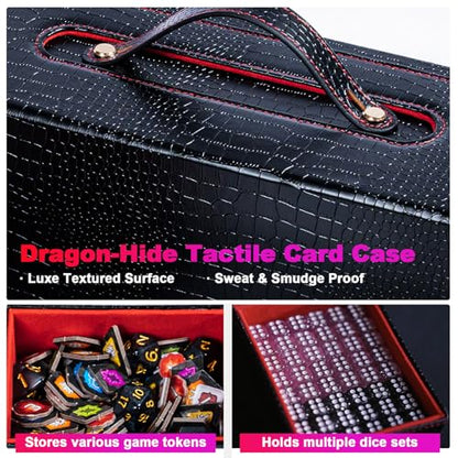 Commander Deck Box for MTG, 6-Deck Modular Card Case with Dice Tray, Holds 600+ Double-Sleeved Cards and 35PT Magnetic Card Holders for Trading Cards & TCG Collections Black/Red - color: Black&Red - Clutch Texture