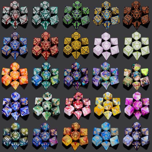 QMAY Mystery Dice Set – 42 Pcs Acrylic Polyhedral Dice + 6 Pcs Velvet Bag | 6 Bags Random Patterns & Styles DND Dice, Gifts for D&D, Pathfinder, MTG, Table Game Night, Dice Goblins, RPG Players & DMs - style: 6 bags Mystery Dice