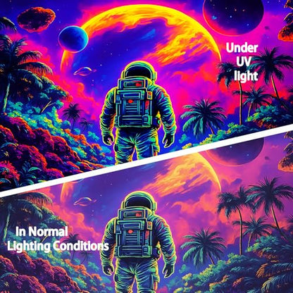 KKYEJLQYI Astronaut UV Reactive Tapestry, Black Light Neon Wall Tapestry, Luminous Space Tapestry, Bedroom, Living Room, Game Room Decoration Large Tapestry - color: Astronaut-3