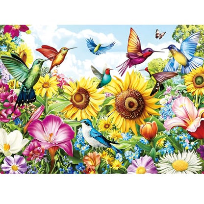 500 Pieces Puzzle for Adults - Summer Birds Garden Jigsaw Puzzle for Adults Teens,Recycled Cardboard Hummingbird Flowers Puzzle 500 Pieces,Challenging Game for Family Fun & Gift Idea,20.5 x 15 in - style: Birds Garden