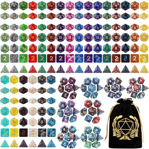 Coyeekn 30-Set DND Polyhedral Dice with Storage Pouch | 210 Total Polyhedral Dice, 7 Per Set, 30 Complete Dice Sets (D4-D20), Great for D&D, MTG & Tabletop RPG Games - color: 30set-210pcs