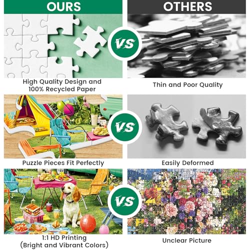 300 Piece Puzzles for Adults,Lakeside Camping Puzzle for Adults Teens,Large Piece Fun Jigsaw Puzzle for Kids Ages 8-10 10-12,Glossy & Sturdy Pieces,Challenging Family Game Great Gift Idea,20.5 x 15 in - style: Lakeside Camping