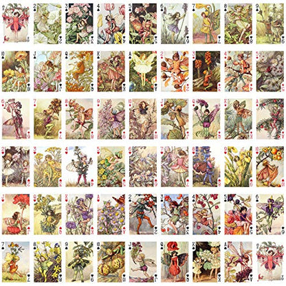 Flower Fairy Playing Cards (Poker Deck 55 Cards All Different) Vintage Children Book Illustration Flower Fairy Tales