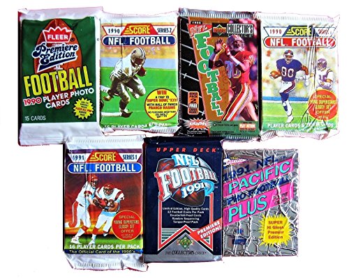 100 Vintage Football Cards in Old Sealed Wax Packs - Perfect for New Collectors
