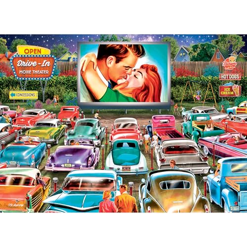 RoseArt - Back to The Past - Drive in Date Night - 1000 Piece Jigsaw Puzzle for Adults - style: Drive-In Date Night