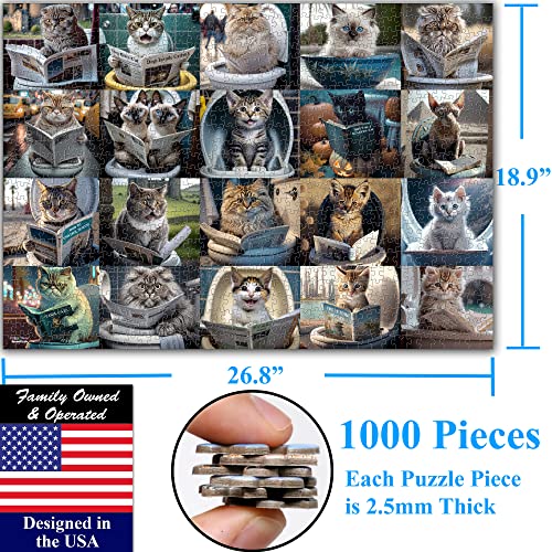 Think2Master Pooping Cats & Kittens 1000 Pieces Jigsaw Puzzle. Perfect Bathroom Decoration, Gag Gift. Fun for Teens, Seniors & Families. Great Gift for Ages 13+. Size: 26.8” x 18.9” - style: Pooping Cats