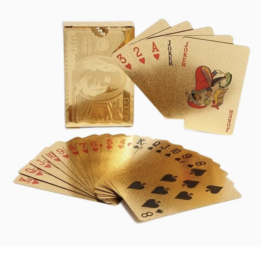 Gold Diamond Playing Cards - Durable and Waterproof, Perfect for Magic, Poker, Parties, and Special Occasions. Ideal for Memorable Gifts. ($100 Bill Theme, 1 Deck) - style: $100 BILL THEME