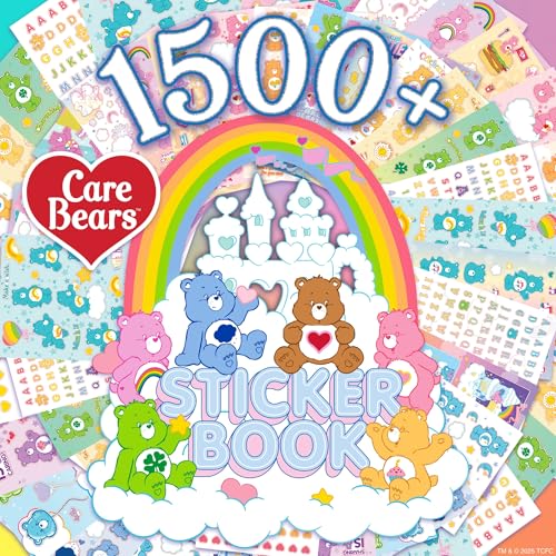 Horizon Group USA Sticker Book with Large and Small Sizes, Kids Stationary for Water Bottle, Notebooks, and Party Favors, Care Bears - color: Care Bears