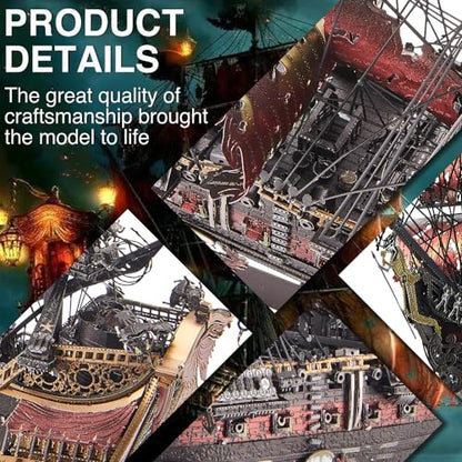Piececool 3D Metal Puzzles for Adults, Red Queen Anne's Revenge Pirate Ship Model Kits, 3D Watercraft Model Building Kit, DIY Craft Kits Difficult 3D Puzzles for Family Time - color: Queen Anne's Ii