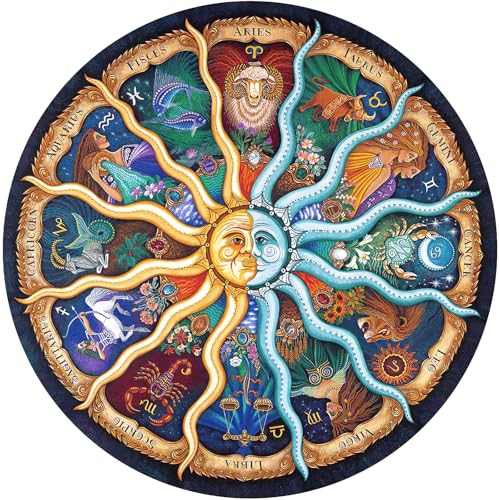 Zodiac Puzzles for Adults 1000 Pieces - Round Horoscope Astrology Jigsaw Puzzle, Challenging Difficult Mandala Constellation Puzzle for Adults, 26.7 Inch - color: Zodiac Horoscope