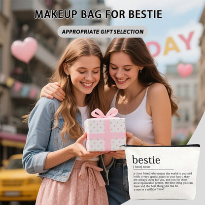 Bestie Make up Cosmetic Bag for Women Best Friends Galentines Day Gifts Bff Bestie Birthday Friendship Gifts Best Friend Skincare Toiletry Storage Bags Pouch Bff Travel Makeup Organizer - color: Besties