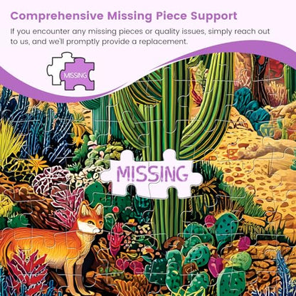500 Piece Jigsaw Puzzles for Adults, Colorful Desert 500 Piece Puzzle, Vibrant Landscape with Cacti, Fox and Mountains Jigsaw Puzzles, Relaxing Gift for Adults, Seniors, 20.5 x 15 in - style: DESERT