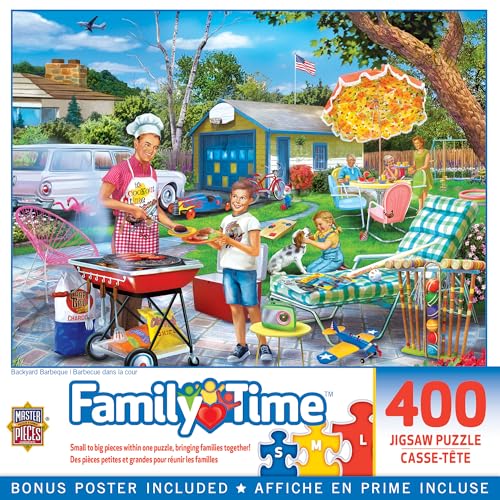 MasterPieces 400 Piece Jigsaw Puzzle for Adults, Family, or Youth - Backyard Barbeque Theme - Extra Large Pieces, Easy-to-Grip, 18" x 24" - style: Backyard Barbeque