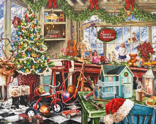 Springbok's Santa's Workshop 1000 Piece Jigsaw Puzzle by Artist Dona Gelsinger Features The Famous Christmas Workshop of Santa's Elves - style: Santa's Workshop