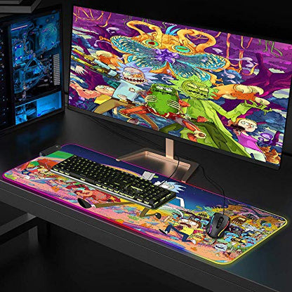 RGB 게이밍 마우스 패드 라지 - 부드러운 RGB 마우스 매트 오버사이즈 빛나는 LED 확장 마우스 패드, USB 전원 컴퓨터 키보드 마우스 패드, 미끄럼 방지 고무 베이스가 있는 조명 PC 게이밍 마우스 매트 방수 80x30