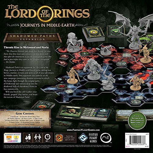 The Lord of the Rings Journeys in Middle-earth Shadowed Paths Board Game EXPANSION - Adventure Board Game for Kids and Adults, Ages 14+, 1-5 Players, 60+ Minute Playtime, Made by Fantasy Flight Games | 1-5 players, ages 14+, 60+ minute playtime