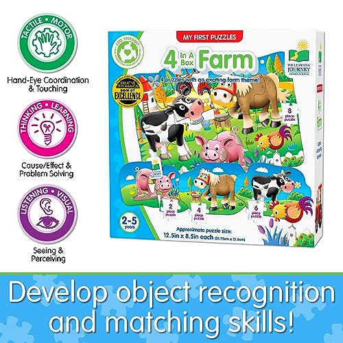 The Learning Journey: My First Puzzle Sets 4-In-A-Box Farm – Farm-Themed Puzzle Sets - Educational Toddler Toys & Activities for Children Ages 2-5 - style: Farm