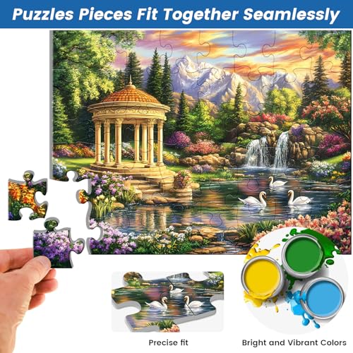3 Pack 48 Large Piece Puzzle for Seniors Alzheimer’s Puzzles Dementia | Alzheimer's Products Activities for Elderly Adults Mountain Village Sea Easy Jigsaw Puzzle Cognitive Game with 3 Storage Bags - style: 3Pack 48 Large Pieces-1