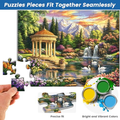 3 Pack 48 Large Piece Puzzle for Seniors Alzheimer’s Puzzles Dementia | Alzheimer's Products Activities for Elderly Adults Mountain Village Sea Easy Jigsaw Puzzle Cognitive Game with 3 Storage Bags - style: 3Pack 48 Large Pieces-1