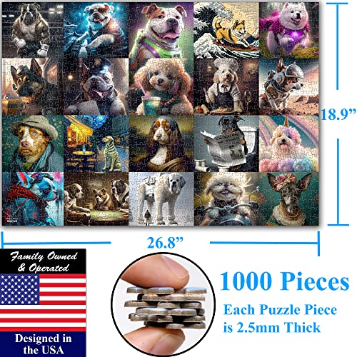 Think2Master Funny Dogs 1000 Pieces Jigsaw Puzzle Featuring heartwarming Puppies and Dogs. Fun for Teens, Seniors & Families. Great Gift for Ages 13+ Size: 26.8” x 18.9 - style: Funny Dogs