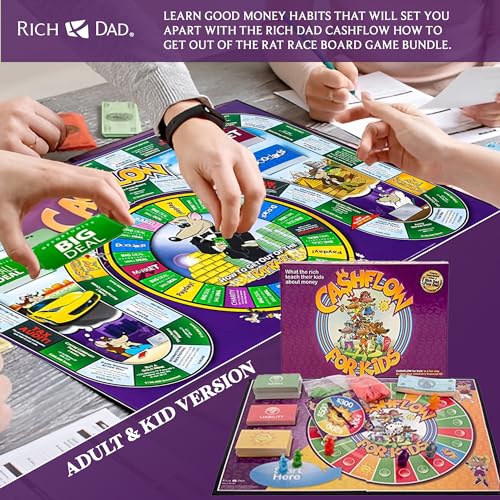 Rich Dad Cashflow How to Get Out of The Rat Race Board Game Set, Adult & Kid Version - Fun and Educational Financial Literacy Learning Games for Boys, Girls, and Family - style: Adult & Kid Version