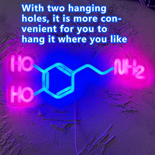 Dopamine Molecule Neon Sign Dimmable LED Light Up Wall Decor Science Chemistry Structure Art Aesthetic Happy Hormone Sign for Lab, Office, Classroom Graduation Christmas Gift(16.3 * 6.5in) - style: Dopamine