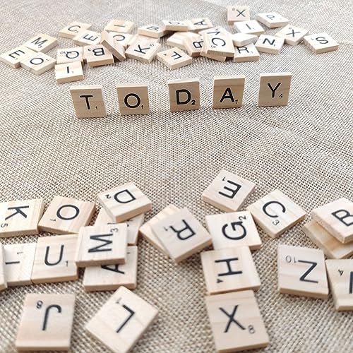 GXXMEI 600PCS Wooden Tiles, Letters for Crafts, Making Alphabet Coasters, Wooden Letter Tiles, A-Z Capital Letters for Crafts, Spelling, Crossword Game